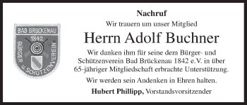 Anzeige von Adolf Buchner von MGO