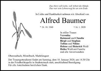 Anzeige von Alfred Baumer von MGO
