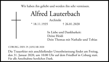 Anzeige von Alfred Lauterbach von MGO
