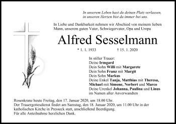 Anzeige von Alfred Sesselmann von MGO