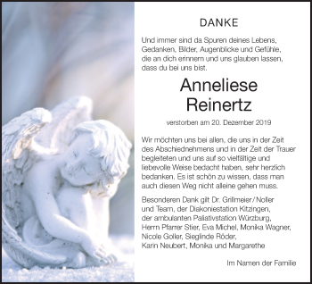 Anzeige von Anneliese Reinertz von MGO