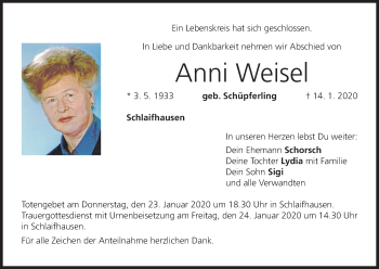 Anzeige von Anni Weisel von MGO