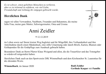 Anzeige von Anni Zeidler von MGO