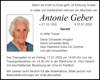 Anzeige von Antonie Geber von MGO