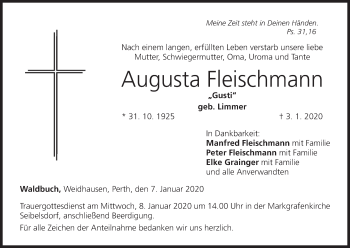 Anzeige von Augusta Fleischmann von MGO