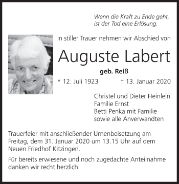Anzeige von Auguste Labert von MGO