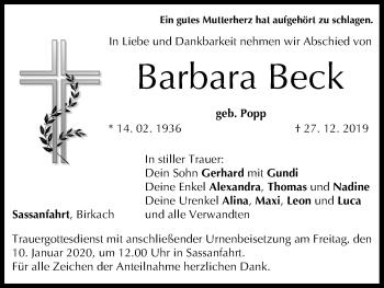 Anzeige von Barbara Beck von MGO