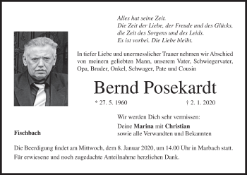 Anzeige von Bernd Posekardt von MGO