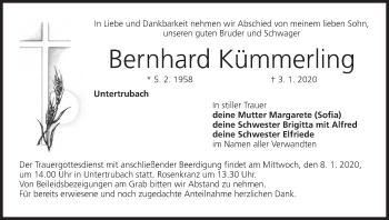 Anzeige von Bernhard Kümmerling von MGO