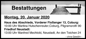 Anzeige von Bestattungen vom 20.01.2020 von MGO