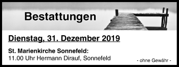 Anzeige von Bestattungen vom 31.12.2019 von MGO