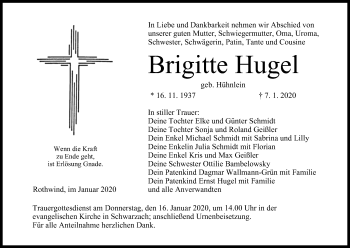 Anzeige von Brigitte Hugel von MGO