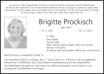 Anzeige von Brigitte Prockisch von MGO
