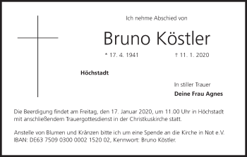 Anzeige von Bruno Köstler von MGO