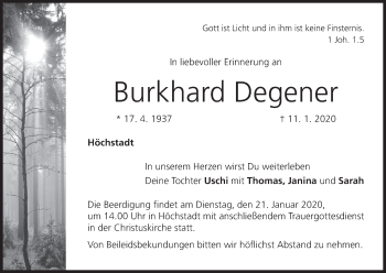 Anzeige von Burkhard Degener von MGO