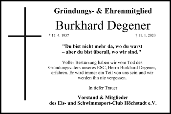 Anzeige von Burkhard Gegener von MGO