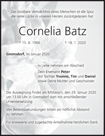 Anzeige von Cornelia Batz von MGO
