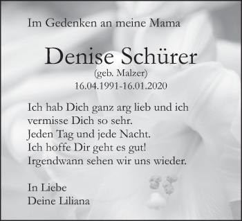 Anzeige von Denise Schürer von MGO