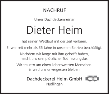 Anzeige von Dieter Heim von MGO