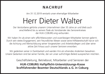 Anzeige von Dieter Walter von MGO
