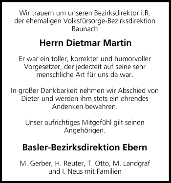 Anzeige von Dietmar Martin von MGO