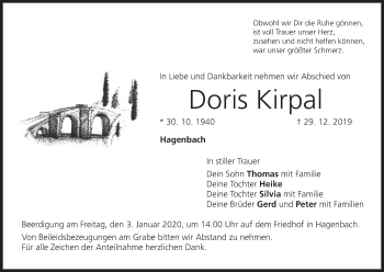 Anzeige von Doris Kirpal von MGO