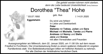 Anzeige von Dorothea Thea Hohe von MGO