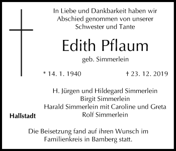 Anzeige von Edith Pflaum von MGO
