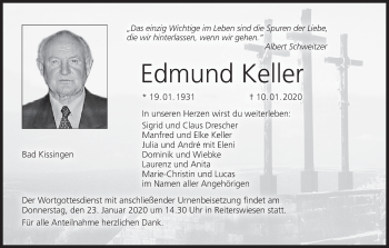 Anzeige von Edmund Keller von MGO