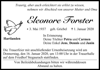 Anzeige von Eleonore Forster von MGO