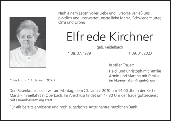Anzeige von Elfriede Kirchner von MGO