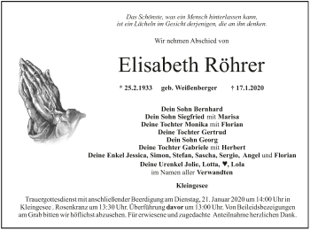 Anzeige von Elisabeth Röhrer von MGO