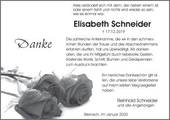 Anzeige von Elisabeth Schneider von MGO