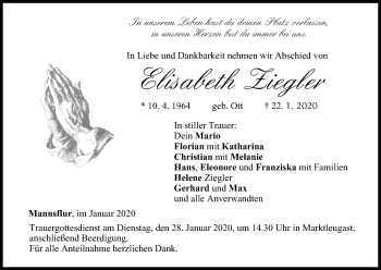 Anzeige von Elisabeth Ziegler von MGO