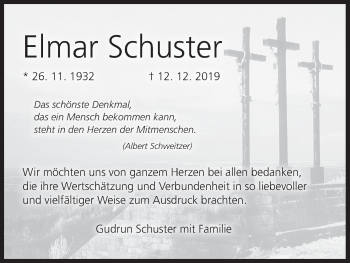 Anzeige von Elmar Schuster von MGO