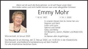 Anzeige von Emmy Mohr von MGO