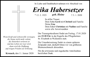 Anzeige von Erika Habersetzer von MGO