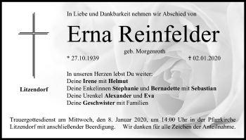 Anzeige von Erna Reinfelder von MGO