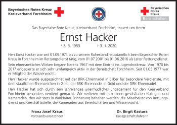 Anzeige von Ernst Hacker von MGO