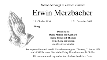 Anzeige von Erwin Merzbacher von MGO