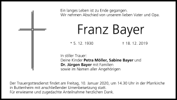 Anzeige von Franz Bayer von MGO