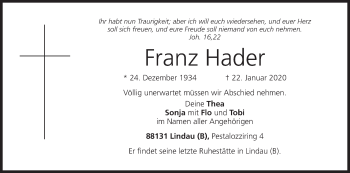 Anzeige von Franz Hader von MGO