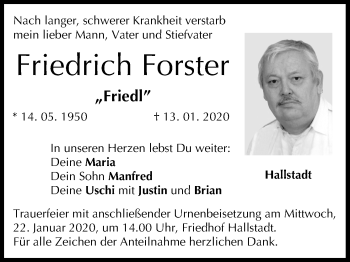 Anzeige von Friedrich Forster von MGO