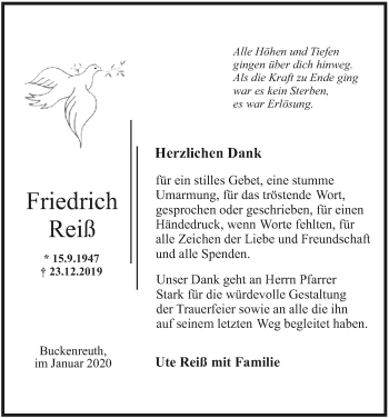 Anzeige von Friedrich Reiß von MGO