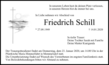 Anzeige von Friedrich Schill von MGO