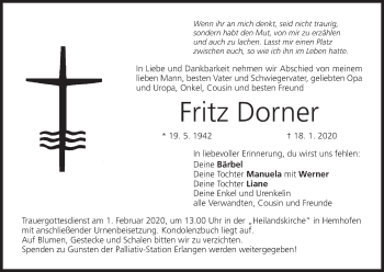 Anzeige von Fritz Dorner von MGO
