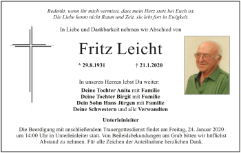 Anzeige von Fritz Leicht von MGO