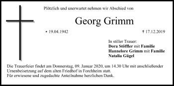 Anzeige von Georg Grimm von MGO