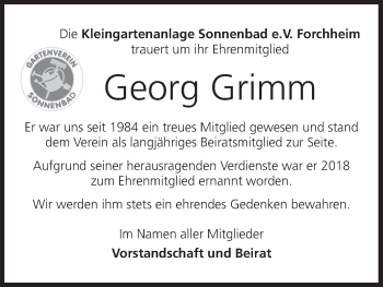 Anzeige von Georg Grimm von MGO