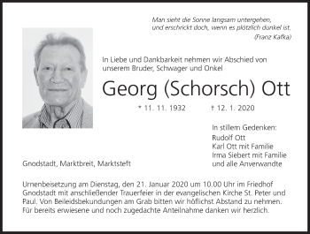 Anzeige von Georg Schorsch Ott von MGO